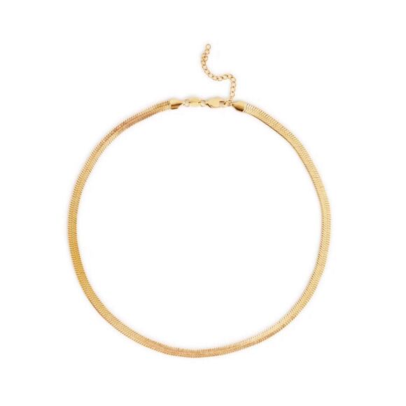 Jennifer Zeuner NIP 14K Hamilton Herringbone Yellow Gold Plated Necklace - Picture 12 of 13